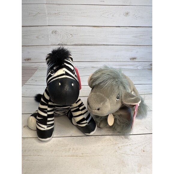 Precious Moments Tender Tails Zebra & Water Buffalo Plush Stuffed Toys Set - Picture 1 of 13